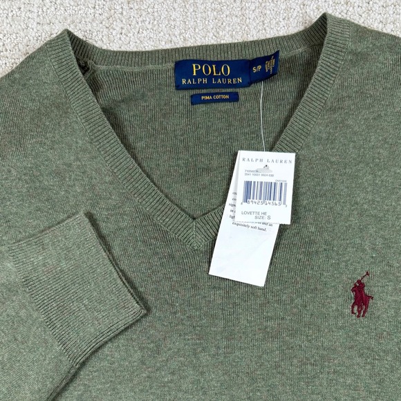 Polo Ralph Lauren Other - NEW Polo Ralph Lauren Mens Small Green Pima Cotton V-Neck Pullover Sweater
